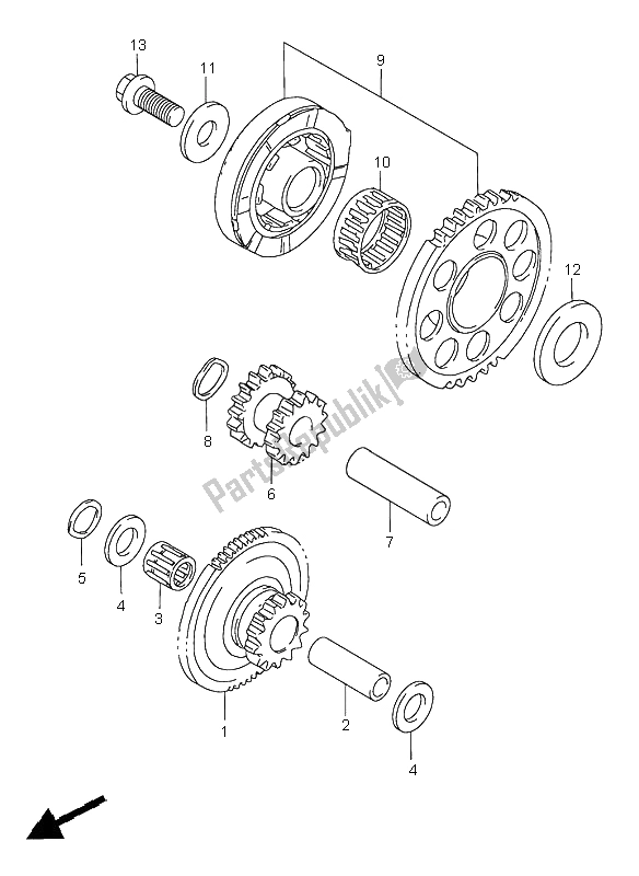 All parts for the Starter Clutch of the Suzuki GSX R 750 1997