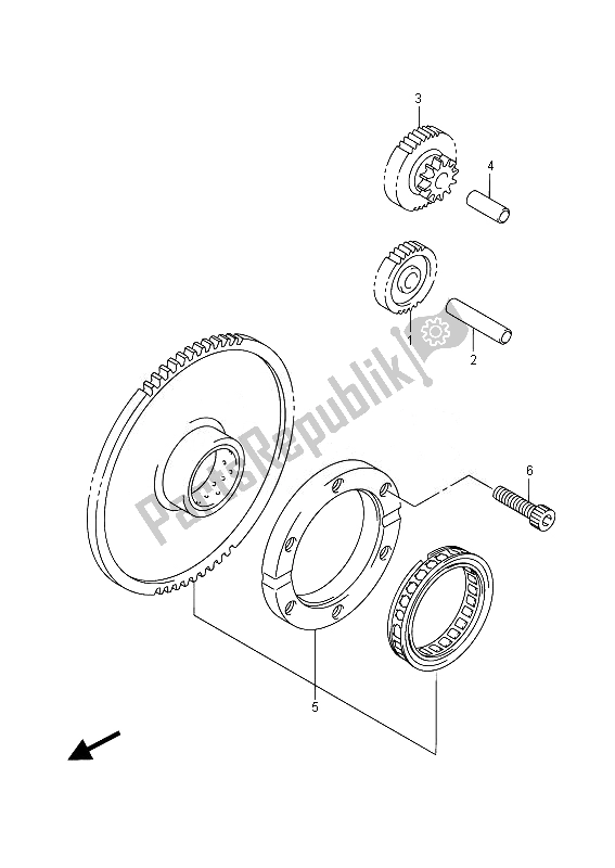 All parts for the Starter Clutch of the Suzuki VZ 800 Intruder 2014