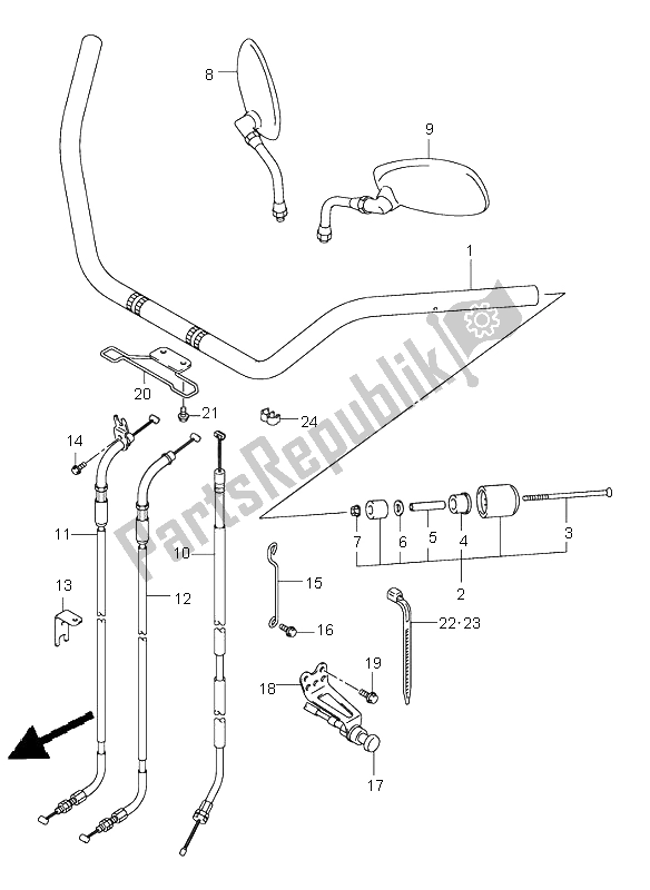 Toutes les pièces pour le Guidon du Suzuki VL 800Z Volusia 2004