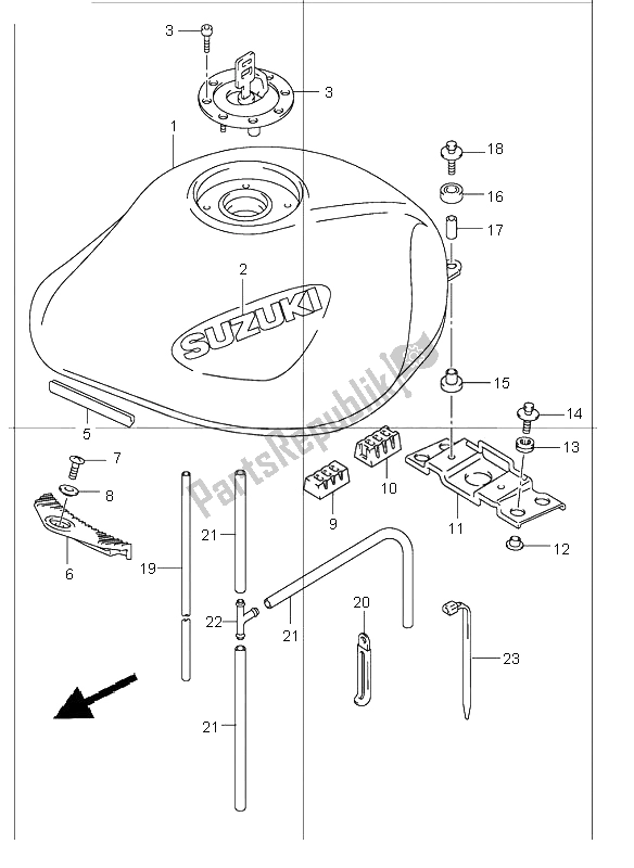 Todas las partes para Depósito De Combustible de Suzuki GSF 1200 NS Bandit 2001