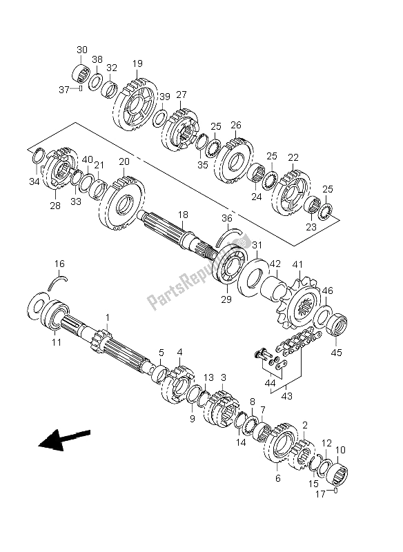 Todas as partes de Transmissão do Suzuki GSX R 1000 2001