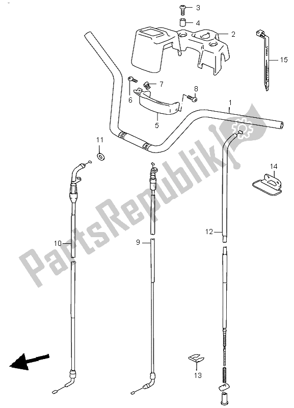 All parts for the Handlebar of the Suzuki LT A 500F Quadmaster 2001