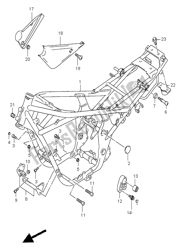 All parts for the Frame of the Suzuki GSF 1200 NS Bandit 2002