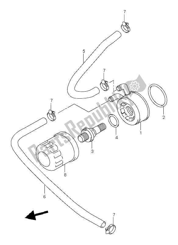 All parts for the Oil Cooler of the Suzuki TL 1000R 1999