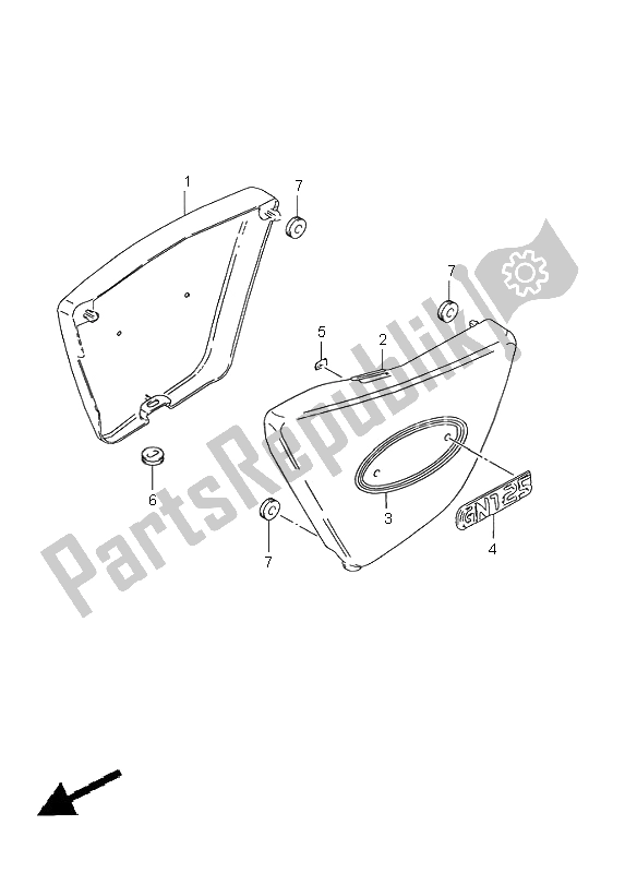 All parts for the Frame Cover of the Suzuki GN 125E 2001