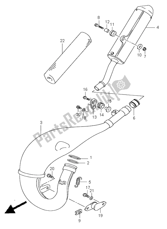 Tutte le parti per il Silenziatore del Suzuki RM 125 2002