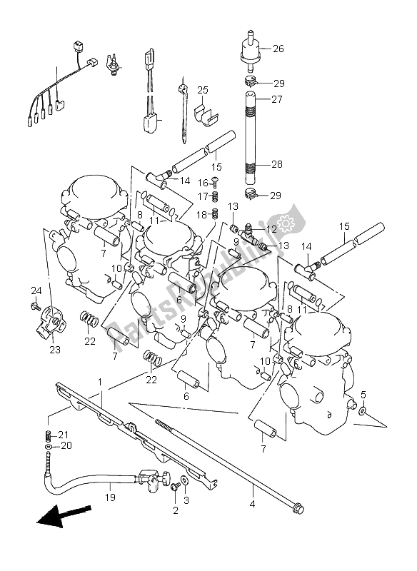 Tutte le parti per il Raccordi Carburatore del Suzuki GSX 600F 2001