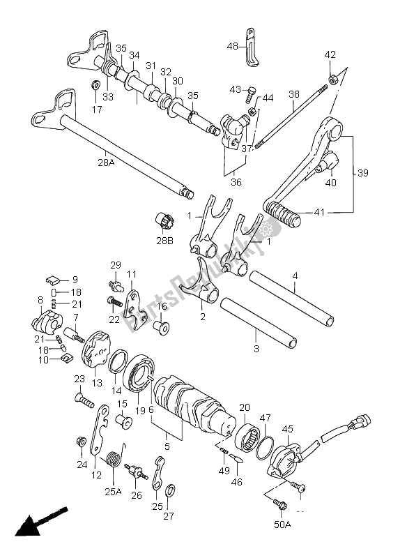 All parts for the Gear Shifting of the Suzuki GSX R 600 2000