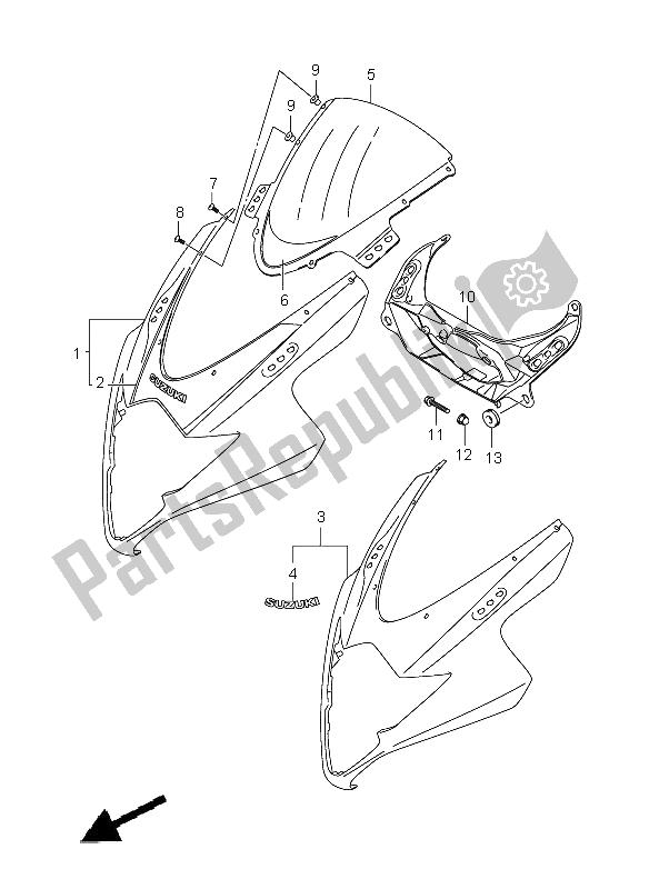 All parts for the Cowling Body of the Suzuki GSX R 1000 2005