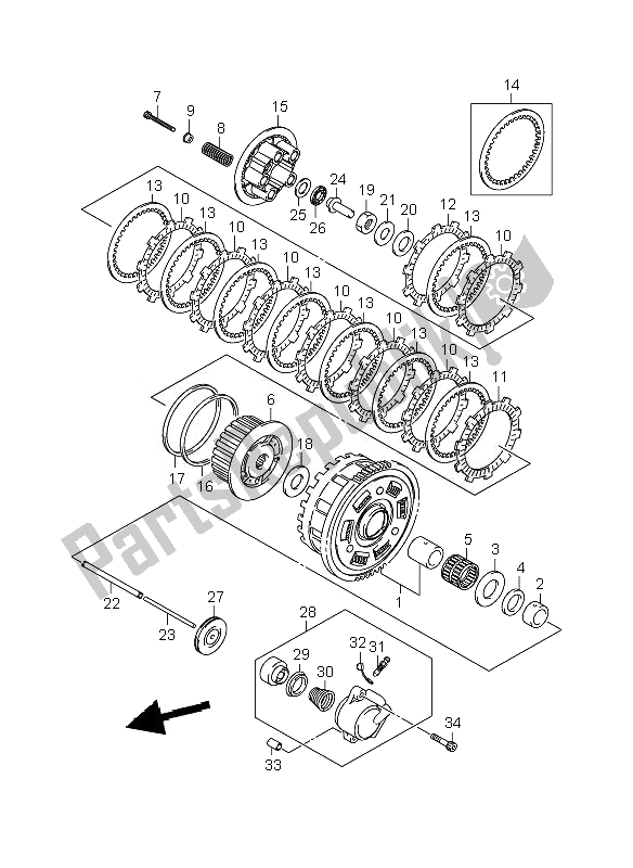 All parts for the Clutch of the Suzuki GSF 1250 SA Bandit 2010