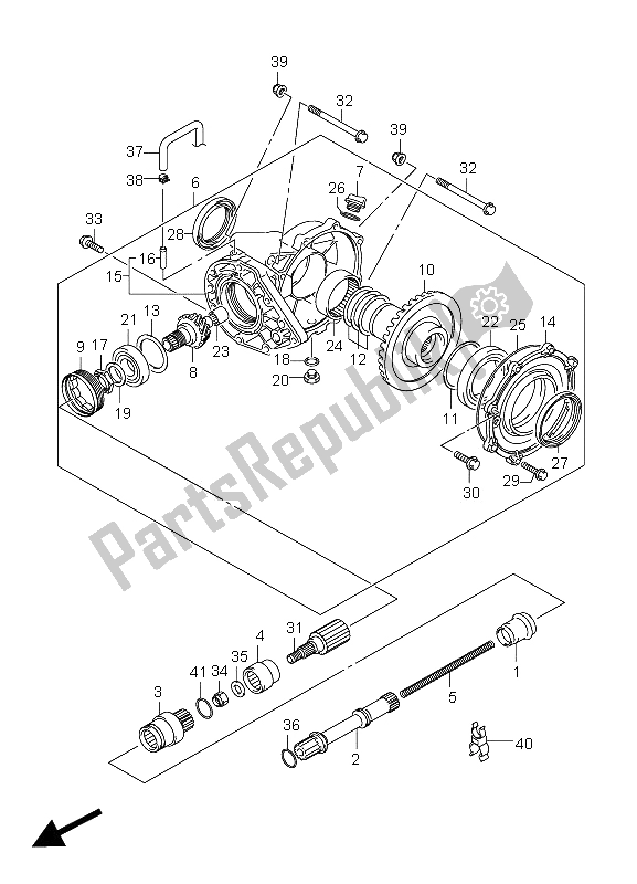 All parts for the Final Bevel Gear (rear) of the Suzuki LT A 750X Kingquad AXI 4X4 Limited 2008