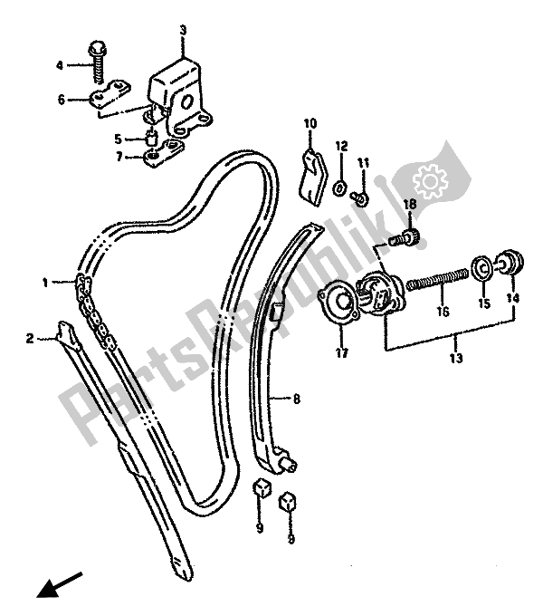 All parts for the Cam Chain of the Suzuki GSX 750F 1993