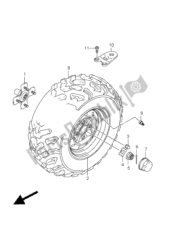 All parts for the Left Rear Wheel of the Suzuki LT A 500 XZ Kingquad AXI 4X4 2012