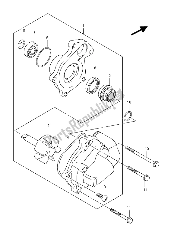 All parts for the Water Pump of the Suzuki UH 125A Burgman 2015