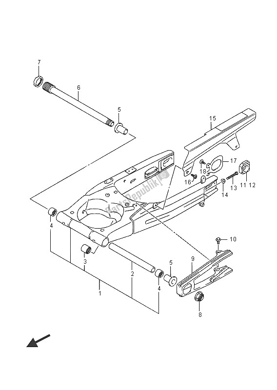 Tutte le parti per il Forcellone Posteriore del Suzuki DL 1000A V Strom 2016