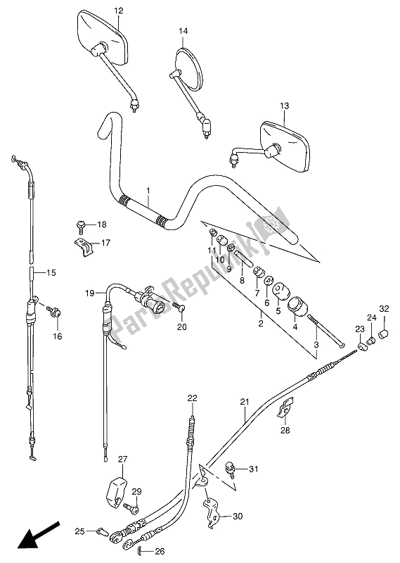 All parts for the Handlebar of the Suzuki VS 800 GL Intruder 1993