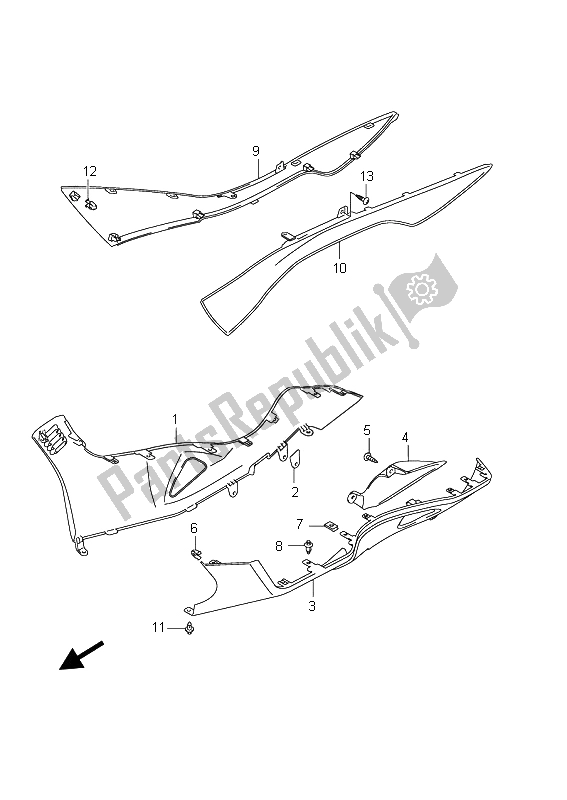 Todas las partes para Protector Lateral De La Pierna (an400 E19) de Suzuki Burgman AN 400 AZA 2011