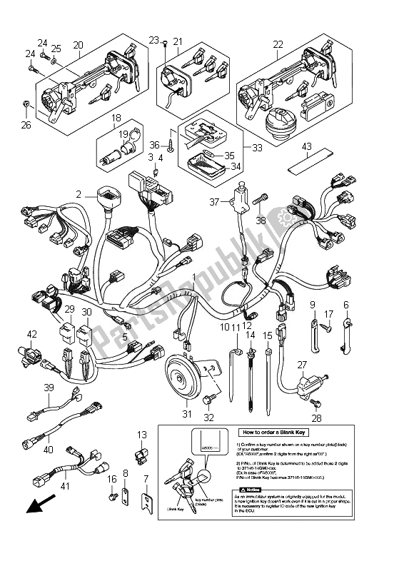 Todas as partes de Chicote De Fiação do Suzuki Burgman AN 400Z 2007