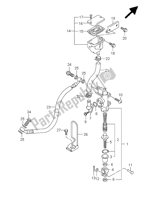 Todas as partes de Cilindro Mestre Traseiro (sv650-u-s-su) do Suzuki SV 650 Nsnasa 2008