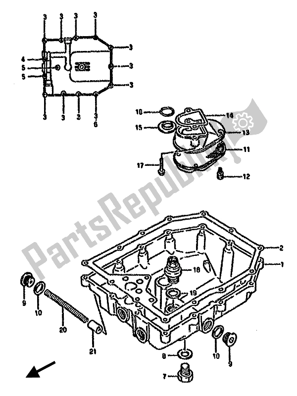 Todas as partes de Cárter De óleo do Suzuki GSX 750F 1991