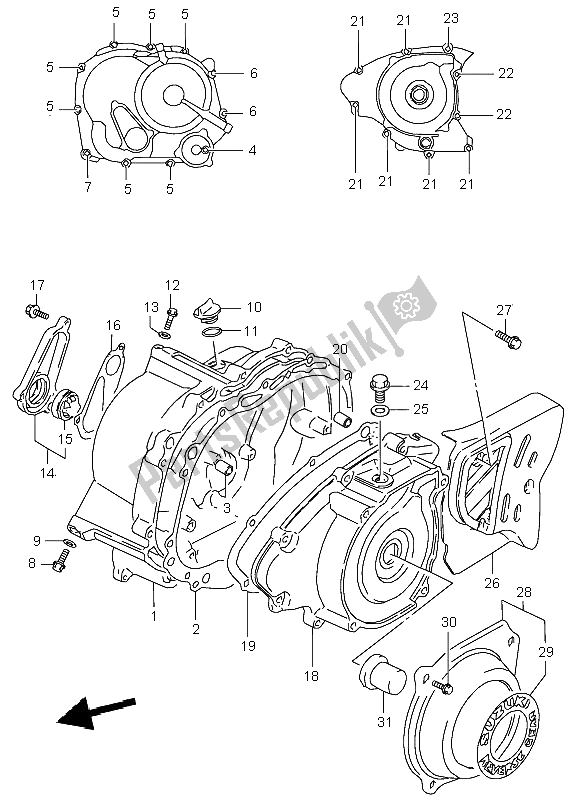 All parts for the Crankcase Cover of the Suzuki LT F 160 Quadrunner 2003