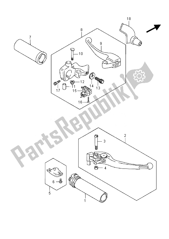 All parts for the Handle Lever of the Suzuki VL 800 CT Intruder 2014