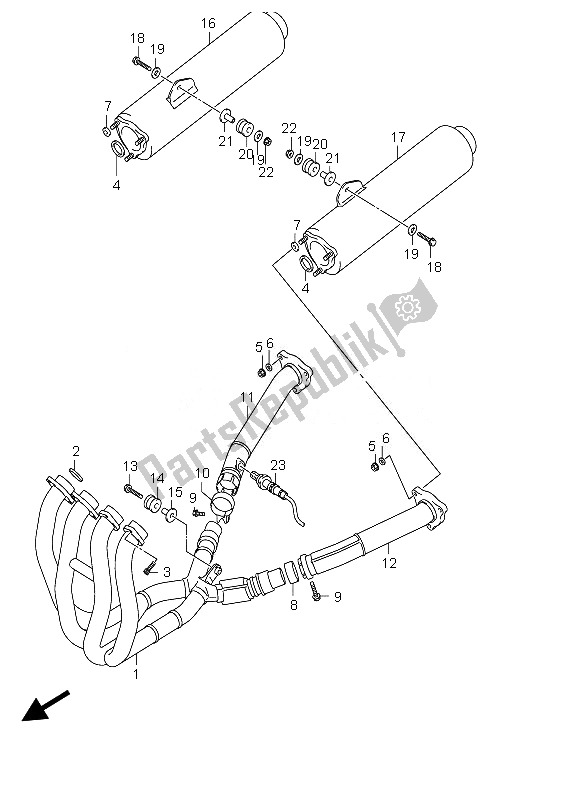 Todas las partes para Silenciador de Suzuki GSX 1300 RZ Hayabusa 2007