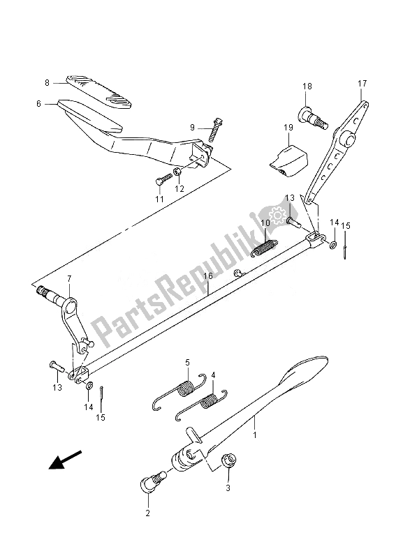 All parts for the Rear Brake of the Suzuki VL 800 CT Intruder 2014