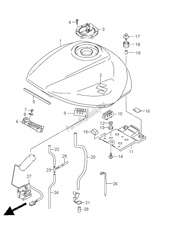 Tutte le parti per il Serbatoio Carburante (e21) del Suzuki GSX 1250 FA 2011