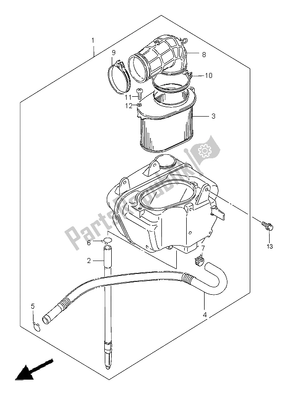 All parts for the Air Cleaner (rear) of the Suzuki VS 800 Intruder 2004