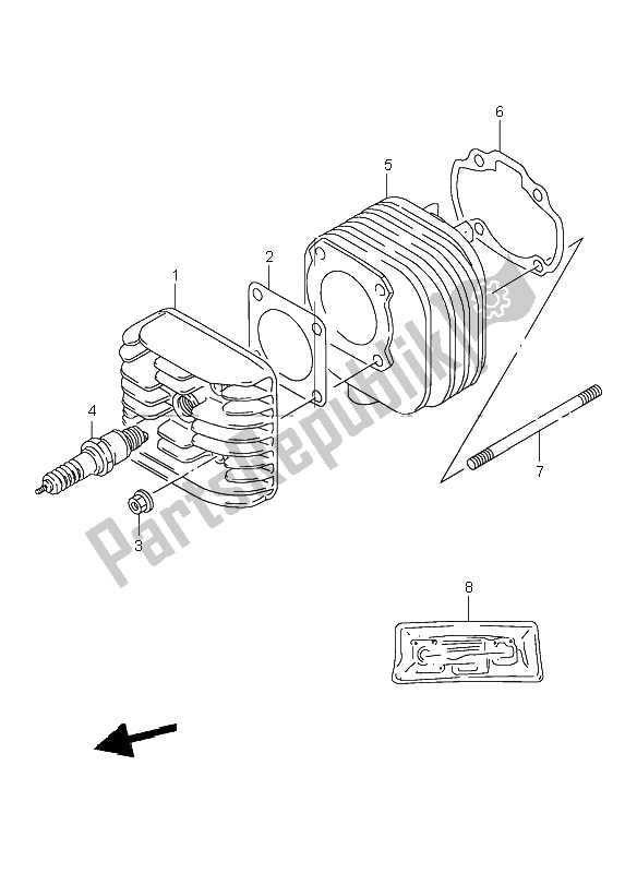 All parts for the Cylinder of the Suzuki TR 50S Street Magic 1998