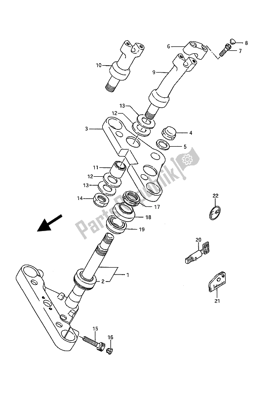 All parts for the Steering Stem of the Suzuki VS 1400 GLP Intruder 1989