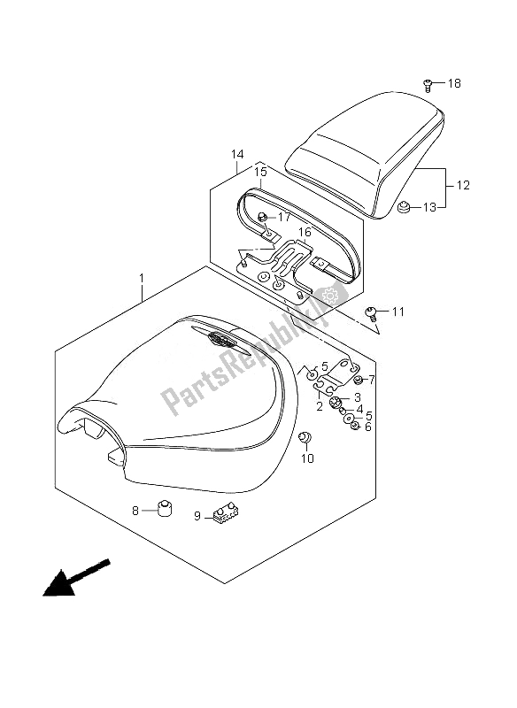All parts for the Seat (vz800z-zu) of the Suzuki VZ 800Z Intruder 2007
