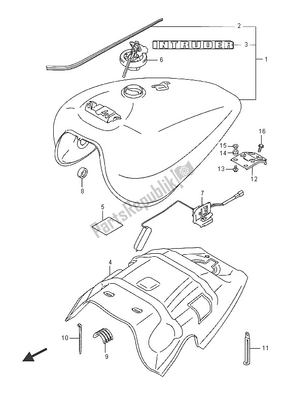 All parts for the Fuel Tank (vzr1800bz E19) of the Suzuki VZR 1800 BZ M Intruder 2016