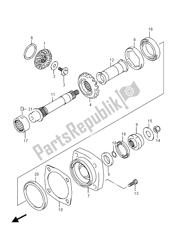 All parts for the Secondary Drive Gear of the Suzuki VL 1500T Intruder 2015