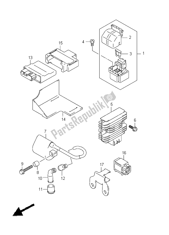 All parts for the Electrical of the Suzuki LT A 400Z Kingquad ASI 4X4 2012