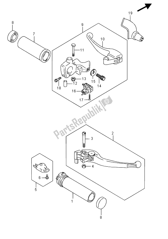 Todas las partes para Palanca De La Manija (vzr1800bz E19) de Suzuki VZR 1800 BZ M Intruder 2015