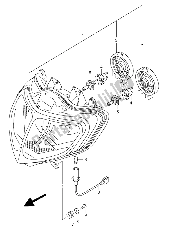 Todas las partes para Linterna Frontal (e2-e19-e54-p37) de Suzuki GSX R 750 2002