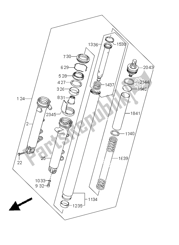 Tutte le parti per il Ammortizzatore Forcella Anteriore (gsx650f E24) del Suzuki GSX 650 FA 2011