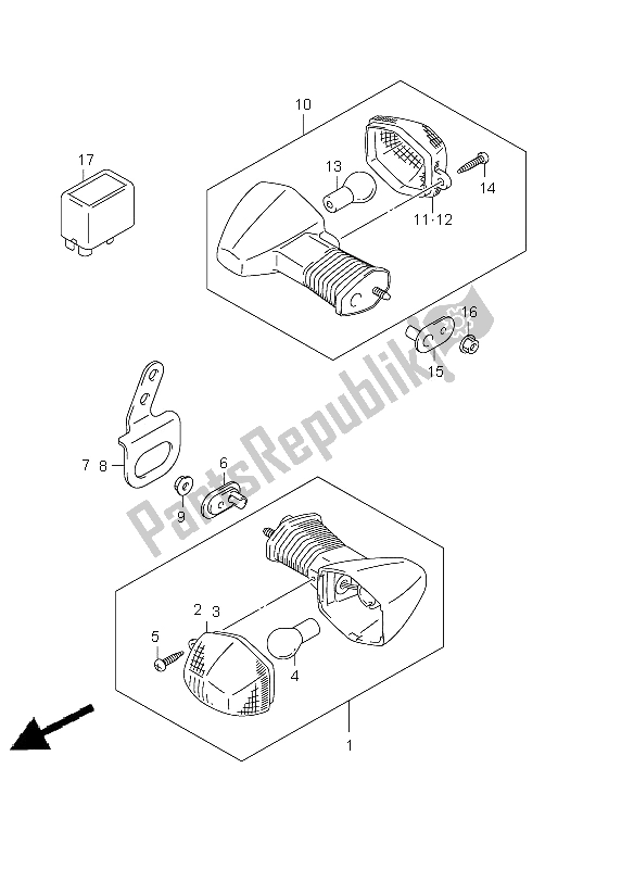 Todas las partes para Lámpara De Señal De Giro de Suzuki GSX R 1000 2002