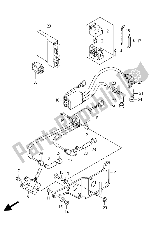 Alle onderdelen voor de Elektrisch (sfv650 E24) van de Suzuki SFV 650A Gladius 2012