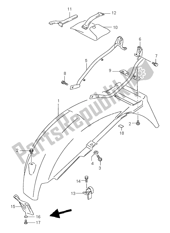 All parts for the Rear Fender of the Suzuki GS 500 2002