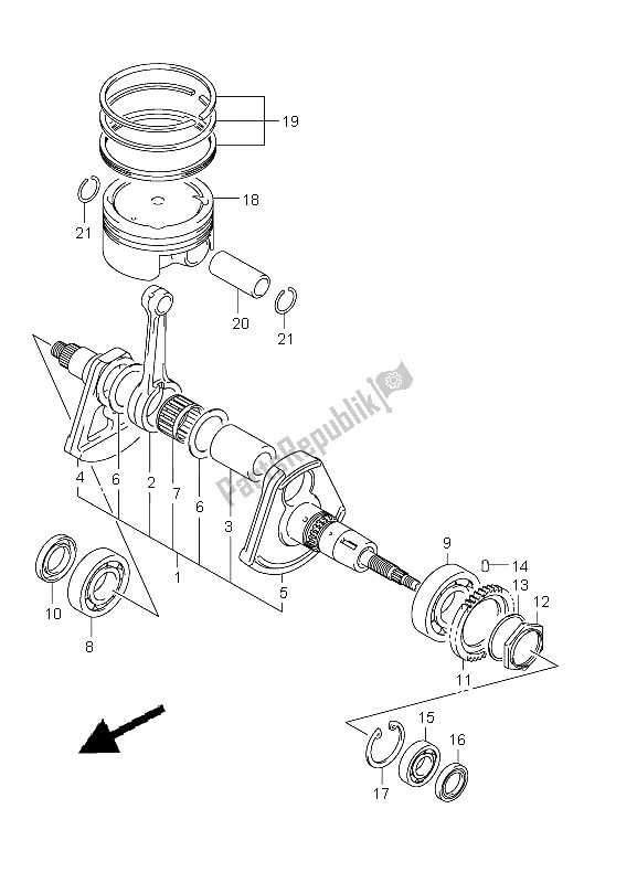 All parts for the Crankshaft of the Suzuki LT A 750 XPZ Kingquad AXI 4X4 2012