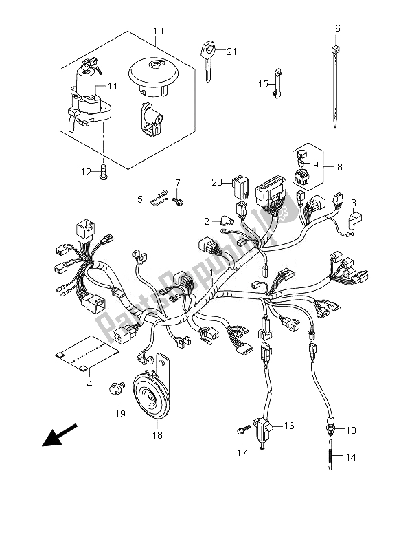 Alle onderdelen voor de Kabelboom van de Suzuki DR 125 SM 2010