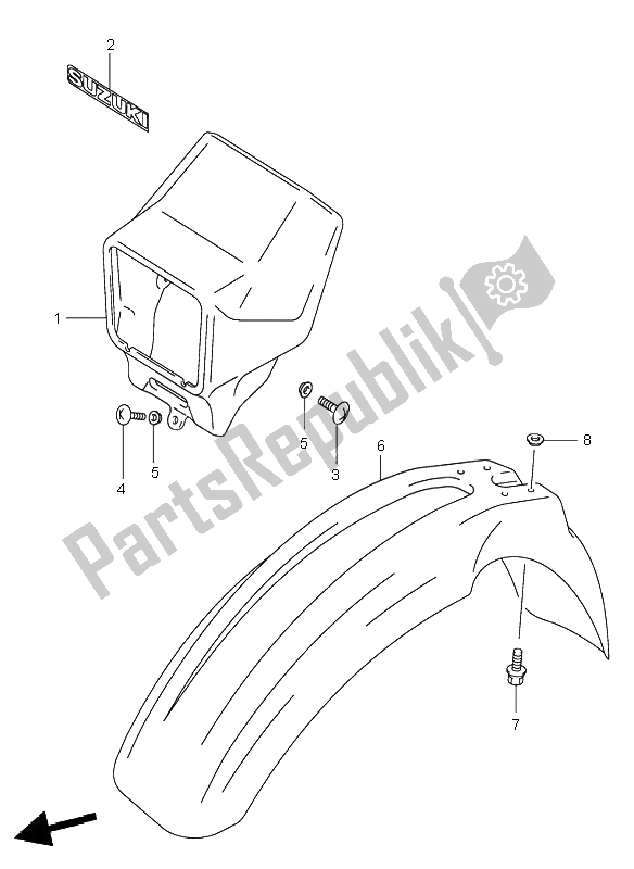 Tutte le parti per il Parafango Anteriore del Suzuki DR Z 400S 2000