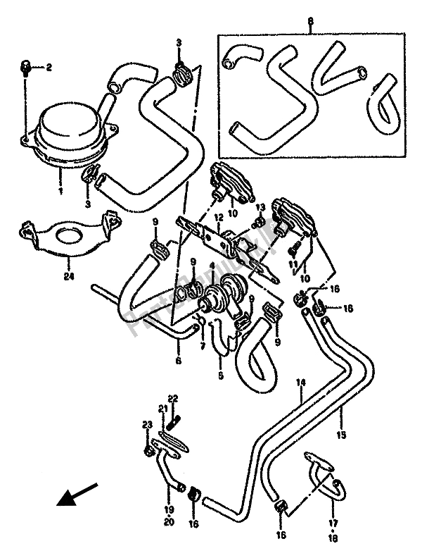 All parts for the Second Air (e18) of the Suzuki GSX 750F 1990