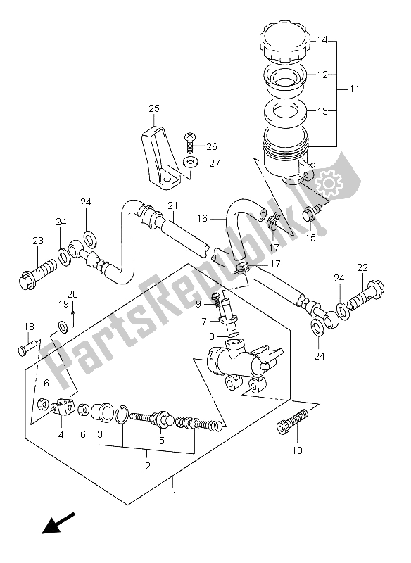 Tutte le parti per il Pompa Freno Posteriore del Suzuki GSX 600F 2005