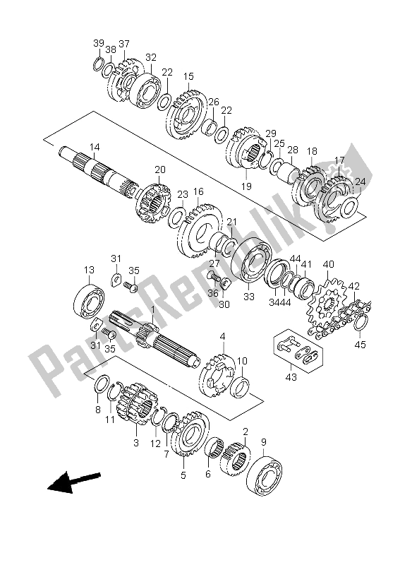 All parts for the Transmission of the Suzuki RM 125 2008