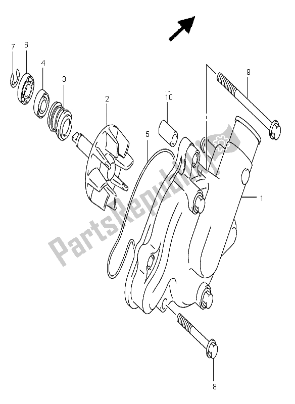 All parts for the Water Pump of the Suzuki DL 1000 V Strom 2006