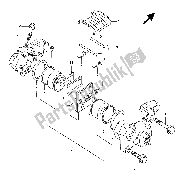 All parts for the Rear Caliper of the Suzuki GSX 750F 1996